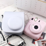 Protective Case Compatible with Fujifilm Instax Mini 12 11 9 8 Instant Film Camera with Pocket and Adjustable Strap (White) - Top-Down View
