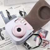 Protective Case Compatible with Fujifilm Instax Mini 12 11 9 8 Instant Film Camera with Pocket and Adjustable Strap (White) - 45-Degree Angle