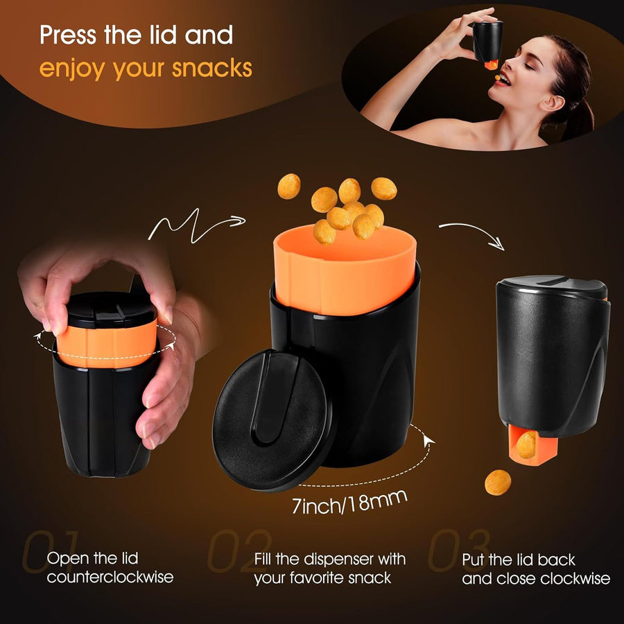 Portable Snack Dispenser, Keep Your Hand Clean, for Nuts, Candy, Cookies, Crackers, Small Snacks, for Game Lover, Home, Office, Car, 7oz