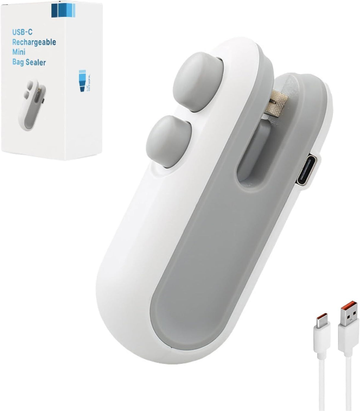 Mini Bag Sealer, USB-C rechargeable, 2 in 1 Heat Sealer with Cutter and Magnet, Mini Resealer Machine for Plastic Bags Snack Bags.