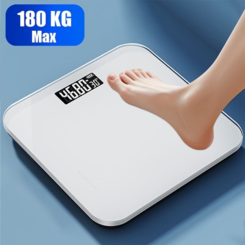 High-Precision Bathroom Electronic Scale with LED Display and Temperature Reading, Switchable Kg/Lb, Extra-Wide Glass Platform, Suitable for Gyms and Dorms Black