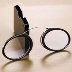 Ultra-Lightweight Clip-On Nose Reading Glasses for Men & Women - Sleek Black Round Frame, Metal Hinges with Protective Case, Perfect for Reading & Close-Up Tasks, Foldable Style, Ideal Gift