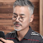 Ultra-Lightweight Clip-On Nose Reading Glasses for Men & Women - Sleek Black Round Frame, Metal Hinges with Protective Case, Perfect for Reading & Close-Up Tasks, Foldable Style, Ideal Gift