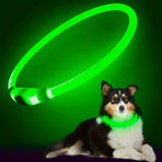 USB Rechargeable Luminous Collar for Dogs, Designed to Prevent Loss L Grass Green