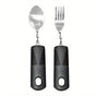 2/3pcs Bendable Tablewares for Hand Tremors, Portable, Anti-shake, Non-slip Silverware for Parkinsons Patients Arthritic Hands, Adaptive Eating Large Spoon & Fork Black Spoon & Fork