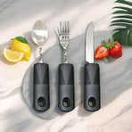 2/3pcs Bendable Tablewares for Hand Tremors, Portable, Anti-shake, Non-slip Silverware for Parkinsons Patients Arthritic Hands, Adaptive Eating Large Spoon & Fork Black Spoon & Fork