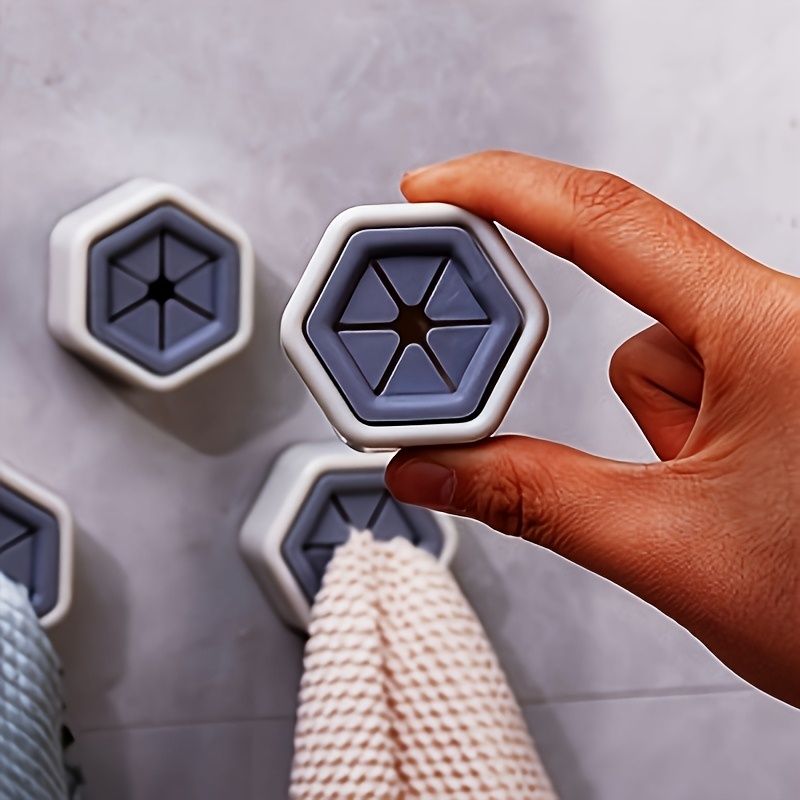 5-Pack Hexagon Towel Hooks, Wall Mount Plastic Utility Hook Set, Easy Install, Multi-functional Home and Kitchen Organizer Accessories, Casual Style Cloth Holder 5 Pieces
