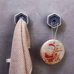 5-Pack Hexagon Towel Hooks, Wall Mount Plastic Utility Hook Set, Easy Install, Multi-functional Home and Kitchen Organizer Accessories, Casual Style Cloth Holder 5 Pieces