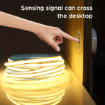 5V COB LED Strip Light with Hand-Sweep Motion Sensor And Touch Dimming Switch, Ideal for Bedroom And Kitchen Illumination 2 Meters Cold White