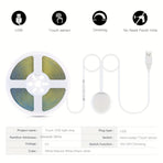 5V COB LED Strip Light with Hand-Sweep Motion Sensor And Touch Dimming Switch, Ideal for Bedroom And Kitchen Illumination 2 Meters Cold White