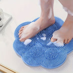 1pc Silicone Bath Massage Mat with Suction Cup, Non-Slip Foot Scrubber and Back Massage Mat, Waterproof Wall-Stick Bathroom Mat, Multi-Purpose Shower Cleaning Tool Blue/Thickened/Upgraded