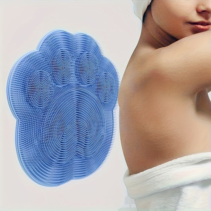 1pc Silicone Bath Massage Mat with Suction Cup, Non-Slip Foot Scrubber and Back Massage Mat, Waterproof Wall-Stick Bathroom Mat, Multi-Purpose Shower Cleaning Tool Blue/Thickened/Upgraded