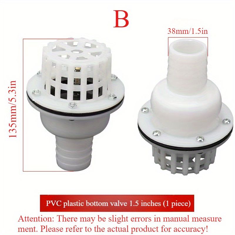 Self-Priming PVC Plastic Check Valve with Filter Mesh - Automatic Backflow Prevention for Sump Pumps, Well Pumps & Irrigation Systems - Durable Threaded Inlet Pipe Adapter 5.08 cm