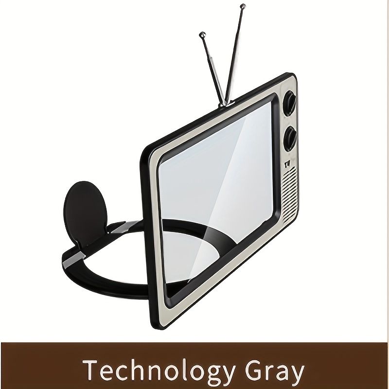 30.48 cm Cell Phone Screen Amplifier, Super Clear, Foldable, Portable, Eye Protection 3D Screen Amplifier, Creative Retro TV Shape for Mobile Devices Tech Grey