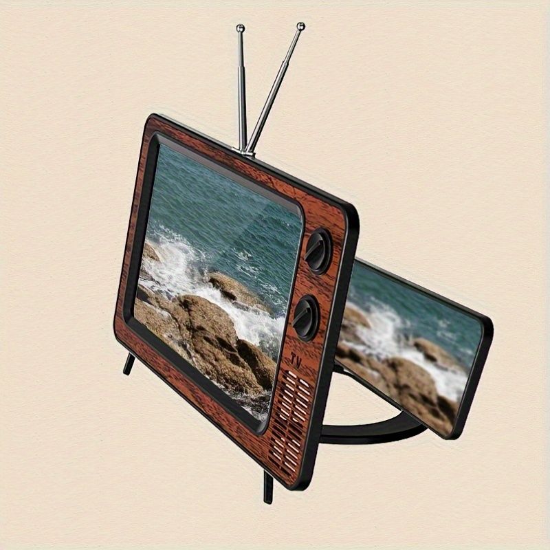 30.48 cm Cell Phone Screen Amplifier, Super Clear, Foldable, Portable, Eye Protection 3D Screen Amplifier, Creative Retro TV Shape for Mobile Devices Tech Grey