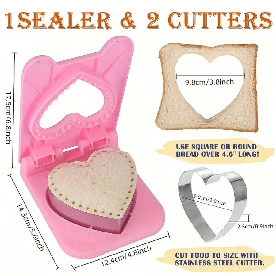 Heart Shaped Sandwich Cutter Sealer Lunch Box Decorative Dough Cutter Baking Tools Kitchen Supplies Valentine's Day Gifts