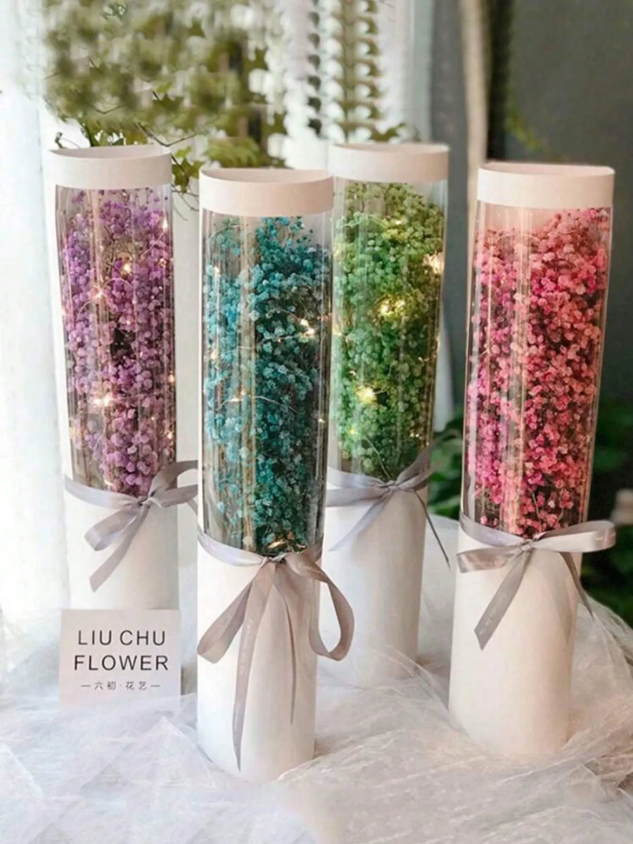 5pcs Pink White Black Bouquet Packaging Box Transparent Long Cylindrical Gift Box Rose Packaging For Valentine s Day Mother s Day Wedding Birthday Graduation Gift
