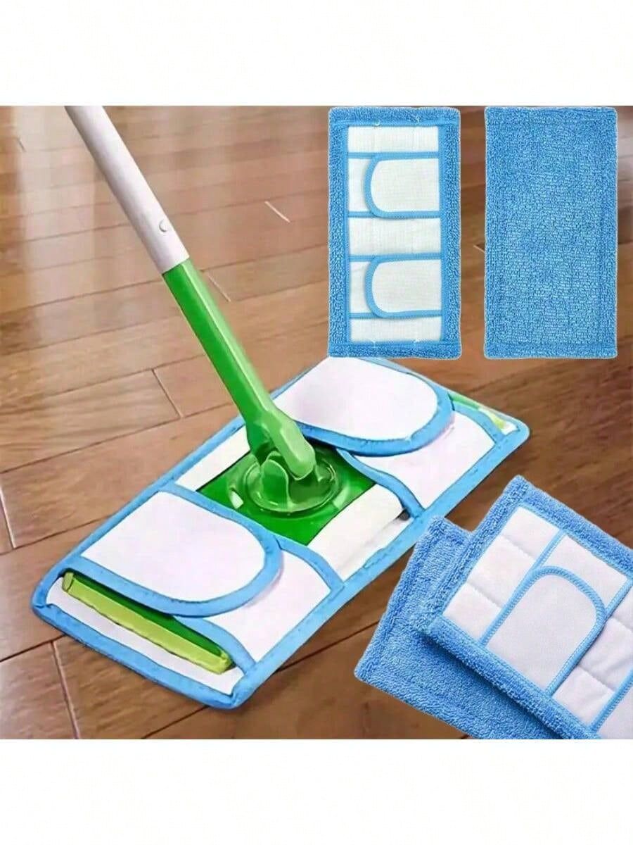 4pcs Flat Mop Replacement Heads Washable Reusable Microfiber Pad High Absorption Dry Wet Dual Use Fit Most Flat Mop Home Cleaning Tools