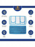 2pcs Flat Mop Replacement Heads Washable Reusable Microfiber Pad High Absorption Dry Wet Dual Use Fit Most Flat Mop Home Cleaning Tools
