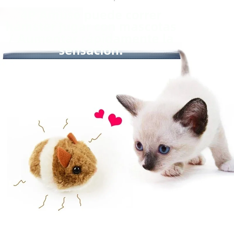 Interactive Plush Hamster Pet Toy, Safe Mechanical Mouse that Will Spin and Escape 1pcs, Cute Valentine's Day Gift for Cat Lovers