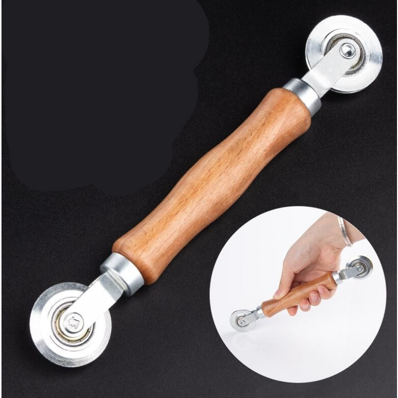 Double Window Installation Roller with Wooden Handle and Steel Wheels - Durable Tool for Home Screen Door
