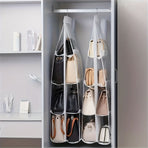 Multi-Layer Handbag Organizer for Closet, 1 Piece, 6/8 Grids, Space Saving for Suitcases and Handbags, Polyester Material