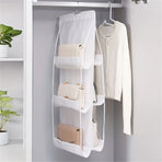 Multi-Layer Handbag Organizer for Closet, 1 Piece, 6/8 Grids, Space Saving for Suitcases and Handbags, Polyester Material