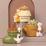 Resin Goose Shaped Flower Pot, Decorative Planter for Plants and Garden, Cartoon Style Desk and Garden Ornament