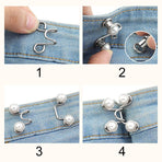 Adjustable Waist Belt Extender for Jeans and Skirts with Pant Clip, Seamless Metal Button Tool