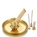 Brass Incense Holder - 9-Hole Incense Stick Burner with Ash Catcher, Decorative Incense Tray for Home, Office & Meditation, Indoor Incense Stand