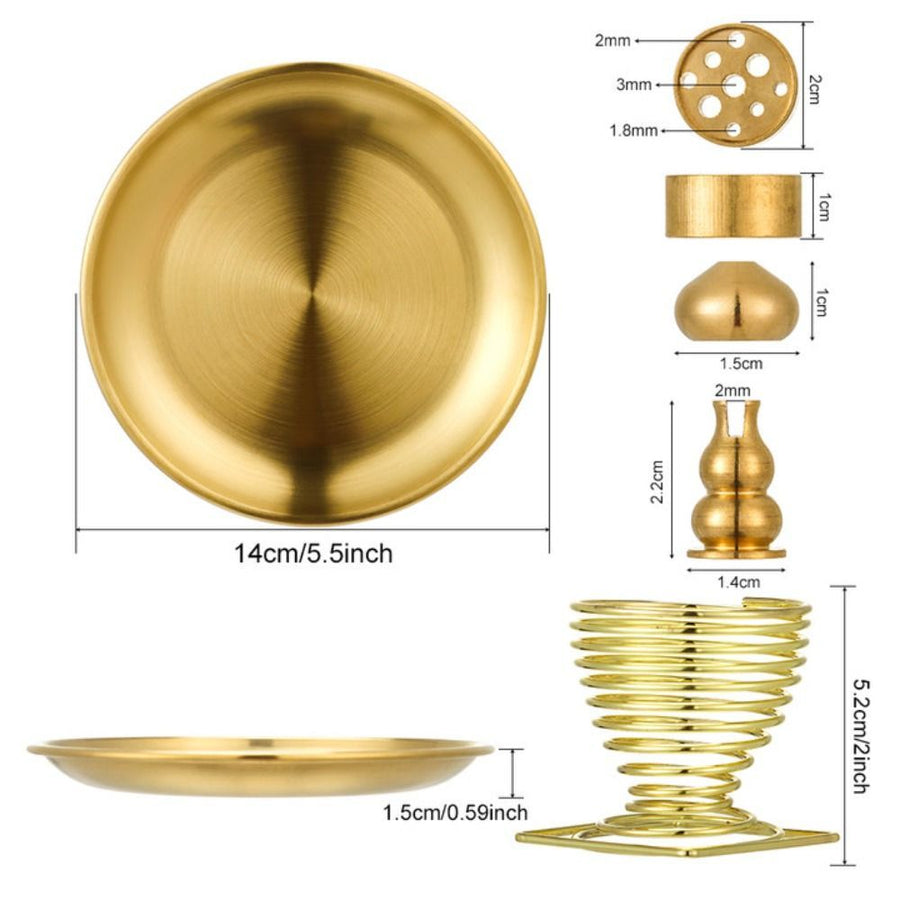 Brass Incense Holder - 9-Hole Incense Stick Burner with Ash Catcher, Decorative Incense Tray for Home, Office & Meditation, Indoor Incense Stand