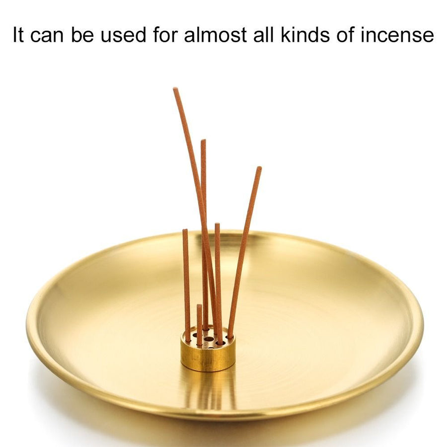 Brass Incense Holder - 9-Hole Incense Stick Burner with Ash Catcher, Decorative Incense Tray for Home, Office & Meditation, Indoor Incense Stand