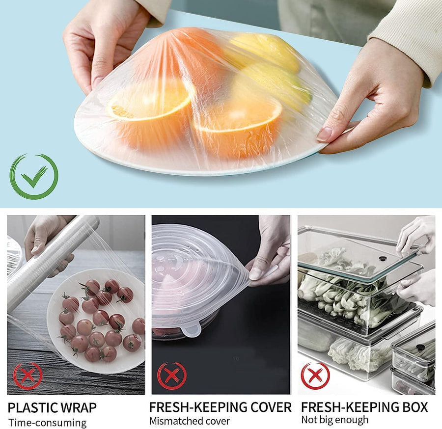 200pcs Food Covers, Reusable Elastic Food Storage Covers, Plastic Sealing Elastic Stretch Adjustable Bowl Lids, Universal Kitchen Wrap