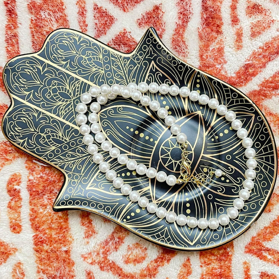 Exquisite Small Ceramic Jewelry Tray - Trinket Dish Evil Eye Decor, Ring Holder, Modern Boho Home Essentials