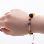Women Solar System Bracelet Stretch Bracelets Universe Galaxy The Eight Planets Guardian Star Natural Stone Bangle Gifts for Girls