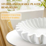 White Bowl Decor Fluted Ruffle Decorative Modern Resin Design Perfect for Living Room Office Coffee Table Bookshelf Desktop