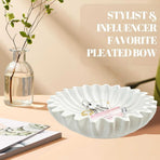 White Bowl Decor Fluted Ruffle Decorative Modern Resin Design Perfect for Living Room Office Coffee Table Bookshelf Desktop