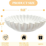 White Bowl Decor Fluted Ruffle Decorative Modern Resin Design Perfect for Living Room Office Coffee Table Bookshelf Desktop