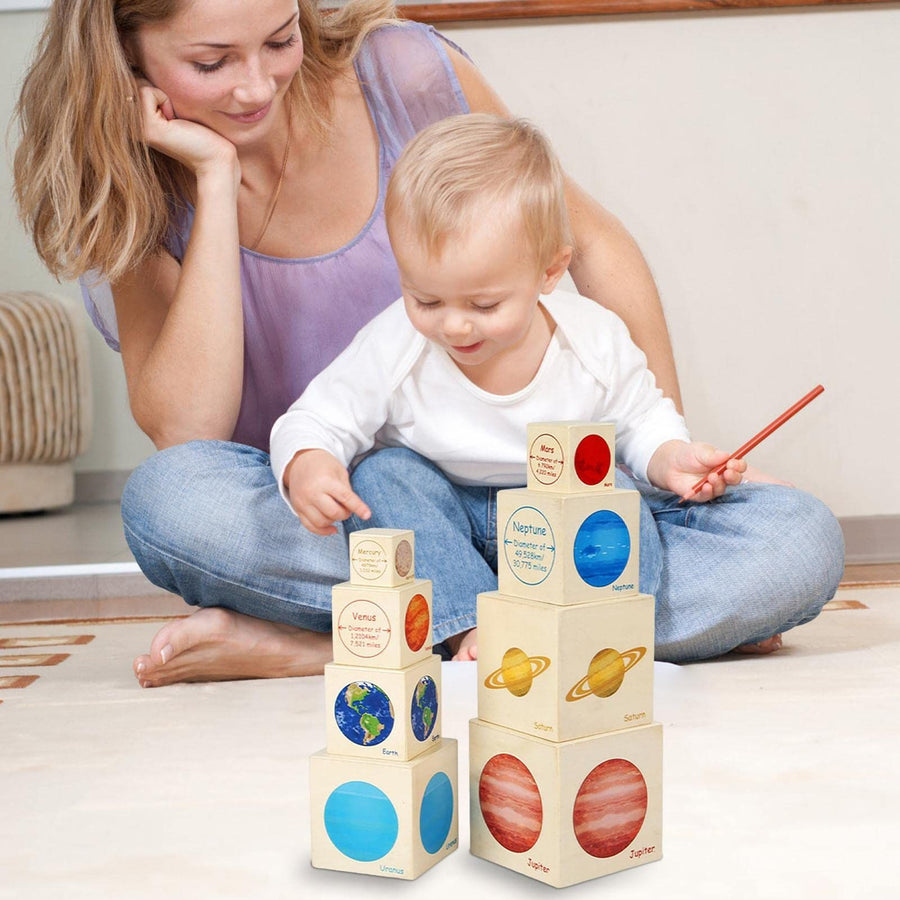 Eight planets Stacking Toys, Stacking Blocks, Kids Figure Match Set, Toy Stacking Block Sets, Educational & Fun Matching Game