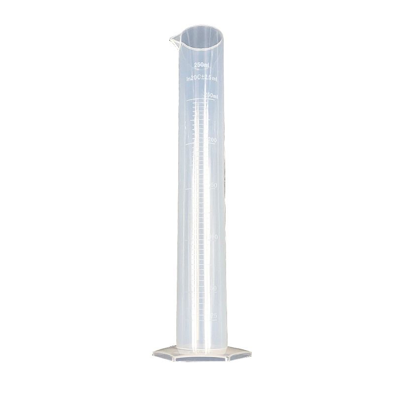 2PCS Plastic Graduated Cylinder, 250ml - Scientific Measuring Cylinder with Extra Stable Base - Polypropylene Plastic