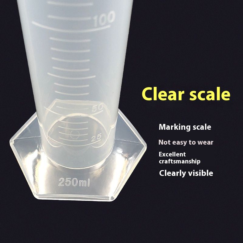 2PCS Plastic Graduated Cylinder, 250ml - Scientific Measuring Cylinder with Extra Stable Base - Polypropylene Plastic