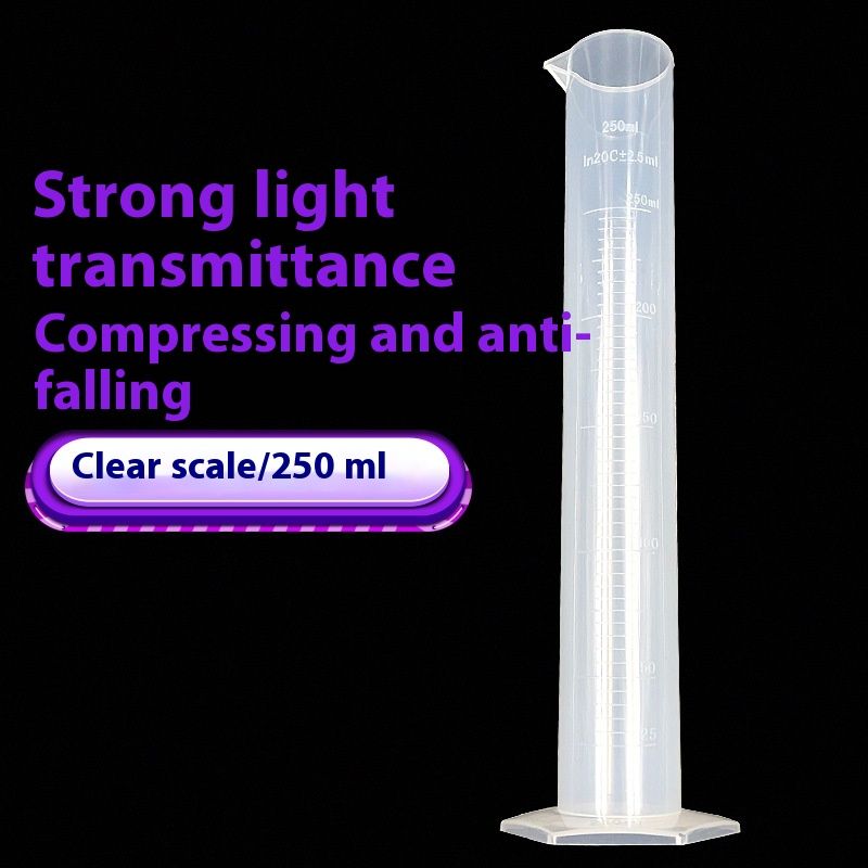 2PCS Plastic Graduated Cylinder, 250ml - Scientific Measuring Cylinder with Extra Stable Base - Polypropylene Plastic