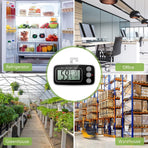 Refrigerator Thermometer Digital Fridge Freeze Room Thermometer Waterproof Large LCD Display Max/Min Record Function