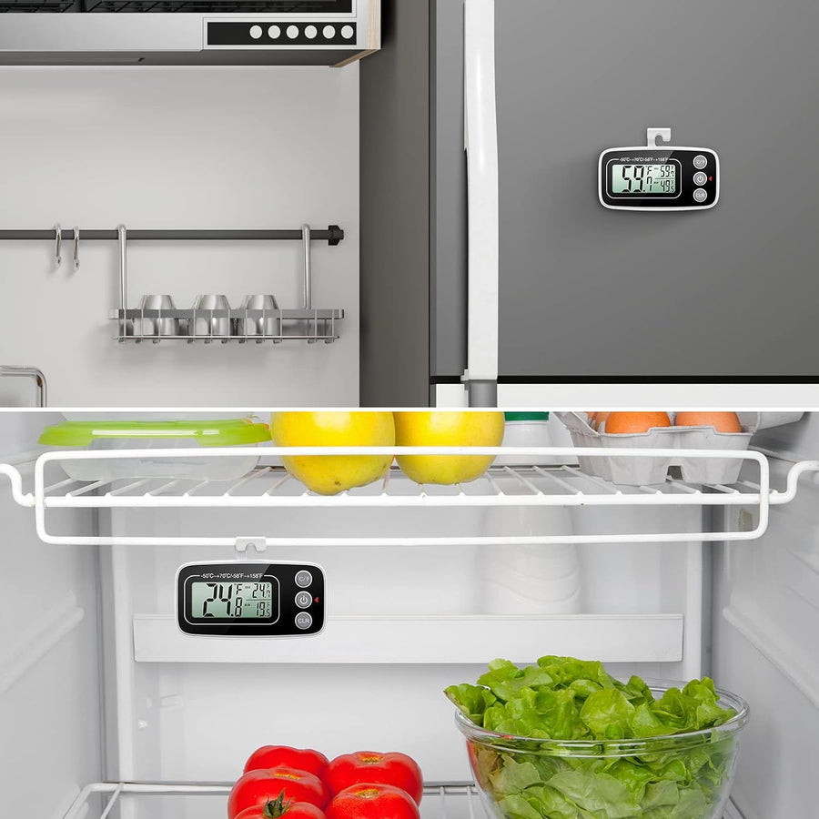 Refrigerator Thermometer Digital Fridge Freeze Room Thermometer Waterproof Large LCD Display Max/Min Record Function