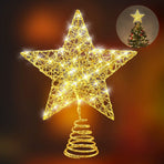 Gold Christmas Tree Lighted Wire Topper with 20 LED Lights, 20cm-Lighted Tree Shiny Treetop Christmas Tree Decoration