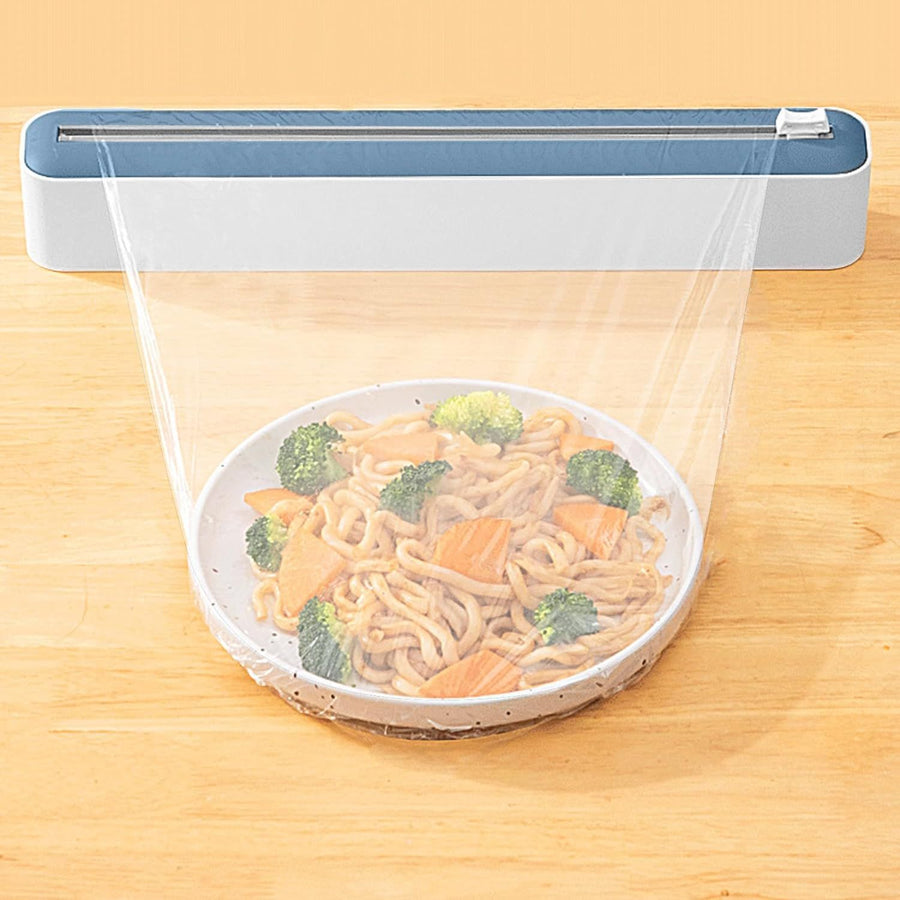 Refillable Plastic Wrap Dispenser with Slide Cutter, Plastic Wrap Dispenser with Cutter, Press and Seal Plastic Wrap,