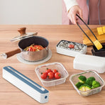 Refillable Plastic Wrap Dispenser with Slide Cutter, Plastic Wrap Dispenser with Cutter, Press and Seal Plastic Wrap,