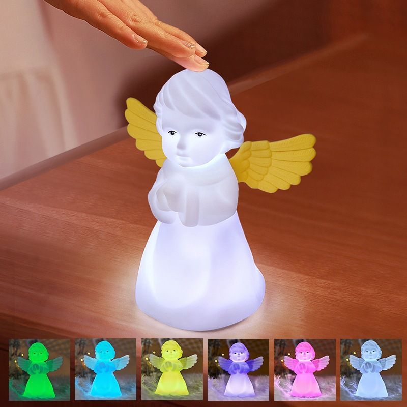 Night Light for Kids, Multi-Color Angel Silicone Lamp with Tap Control, Rechargeable LED Beside Night Light