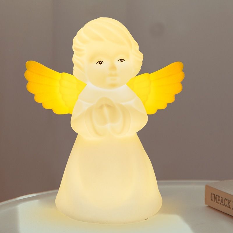 Night Light for Kids, Multi-Color Angel Silicone Lamp with Tap Control, Rechargeable LED Beside Night Light