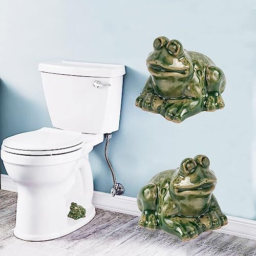 Frog Toilet Floor Bolt Caps, Ceramic Frog Toilet Bolt Caps Cute Bathroom Decor, Fun Animals Themed Gadgets for The Toilet Easy